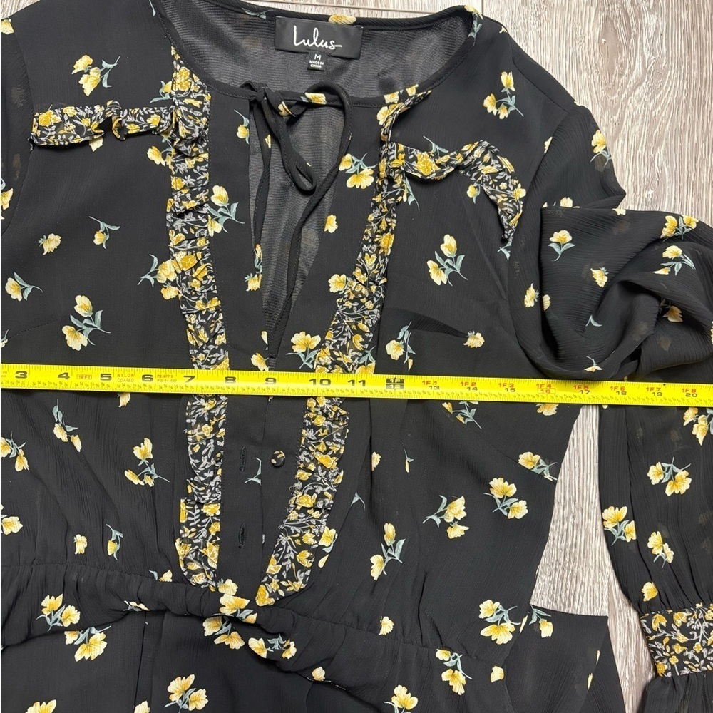 Lulu's Black Floral Long Sleeve Dress - Picture 5 of 9